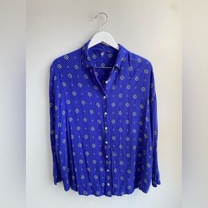 Free People Royal Blue Button Down Shirt